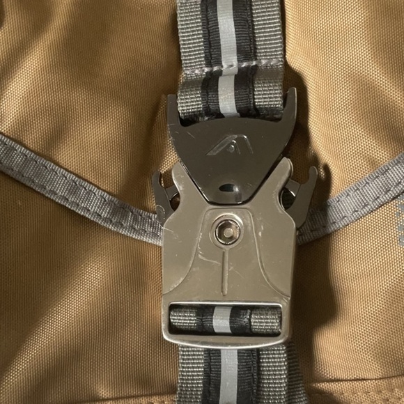 Tan and Gray Belt Bag with Durable Fabric and Metal Accents - Picture 2 of 9